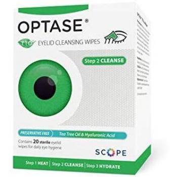 Optase Tea Tree Oil Eyelid Cleansing Wipes - for Daily Eyelid Hygiene & Relief for Blepharitis, Tired