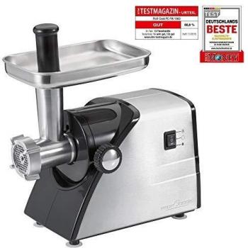 Proficook fw 1060 - picadora de carne, 3 discos, 1000 w, color negro y plateado
