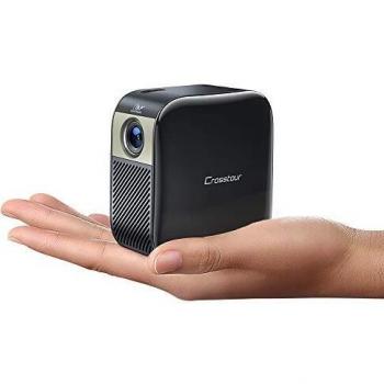 Mini proyector portatilcrosstour dlp pico proyector soporte full hd con bateria cine en casa led soporte pc firestick ps4 dongle cable hdmi usb incluido
