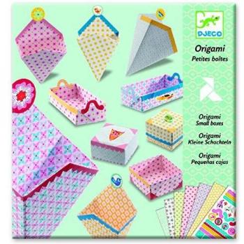 Djeco Origami - Set de pequeñas cajitas creativas con 24 papeles y 105 adhesivos