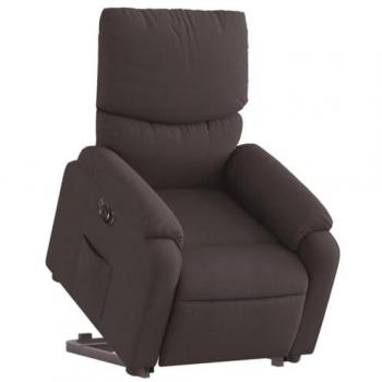 Sillón eléctrico reclinable elevable de tela marrón oscuro vidaXL, Silla con respaldo y reposabrazos, sillón orejero de relax TV, asiento ajustable