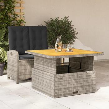 2 Piece Grey Poly Rattan Garden Dining Set with Cushions