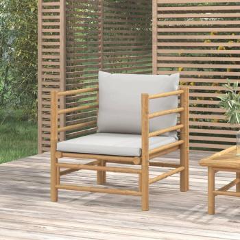 Bamboo Garden Sofa with Light Grey Cushions