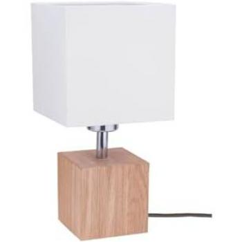 Lámpara de Mesa Trongo EPIKASA - Madera, Metal y Tejido, Roble Blanco y Antracita, 15x15x31 cm