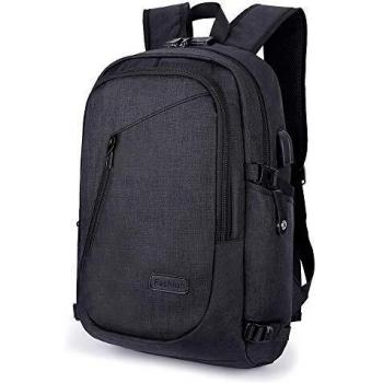 XQXA Mochila para computadora portátil de 15.6 pulgadas, mochila para hombres con puerto de carga USB, mochila para computadora portátil para viajes diarios de oficina de negocios