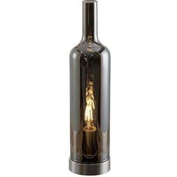 Lámpara de mesa de cristal de botella, gris ahumado, E14, 33x8.5 cm