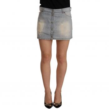 Ermanno Scervino Light Blue Mid Waist Denim Mini Skirt - IT38|XS