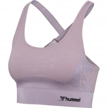 Hummel Cleaa Seamless Women's Sports Top in Pink and Nirvana Melange, XS
