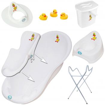 gofuture bañera para bebé 3078193010 con soporte plegable y pato, 102 cm blanco Ente Weiß Talla:7er - Set mit Premium Ständer