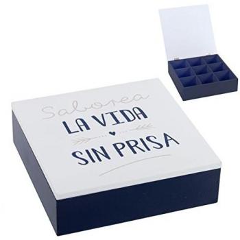 Dcasa - Caja TÉ 9 departamento madera SABOREA LA VIDA