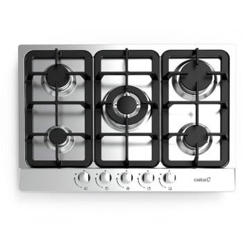 Placa de Gas Cata LGI 7041 X/A, 5 Fuegos, Ancho 68 cm, Potencia Total 11000 W, Compatible con Gas Natural y Butano, Acabado Inox