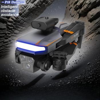 Dron P18 MINI FPV 360° con cámara dual, posicionamiento óptico, WIFI, altura fija y evitación de obstáculos, juguete RC para niños, incluye 1 batería negra