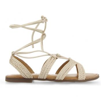 Sandalias planas de piel off-white trenzadas con cordones Darney 69130-P