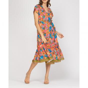 Vestido midi con manga corta