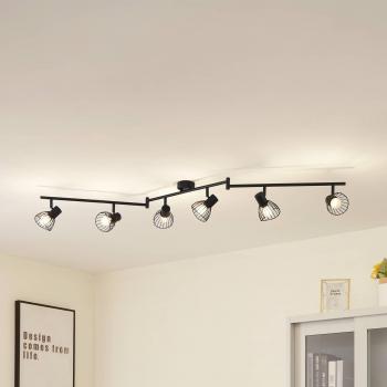Lámpara de Techo Lindby Piena, Negra, 6 Luces, Metal, 150 cm