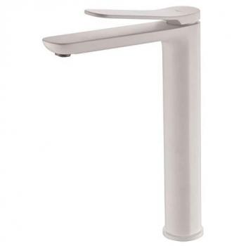 Grifo Monomando de Lavabo Caño Alto Mezclador Agua Fría/Caliente Color Blanco Mate IMEX