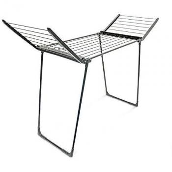 Tendedero Plegable Extensible de Pie, 13 m de Longitud de Tendido, Negro, 104x169x54.5 cm