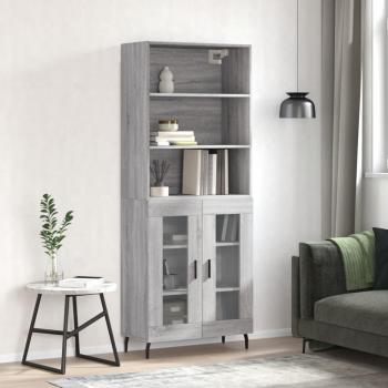 Aparador alto de madera contrachapada gris sonoma 69,5x34x180 cm