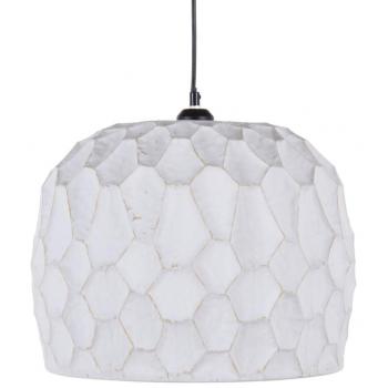 Lámpara de techo geométrica de metal blanco y dorado Ø 40x33 cm, suspensión 35.5 x 35.5 x 29.5 cm, color blanco, material metal