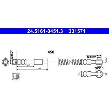 Tubo de freno ATE 24.5161-0451.3, Derecha