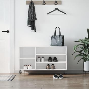 Zapatero blanco pulido 102x36x60 cm madera multicapa