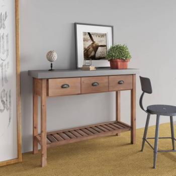 Consola de madera maciza de abeto 110x35x80 cm Marrón
