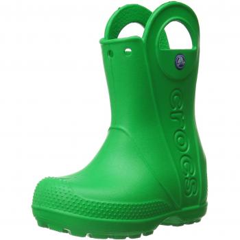 Crocs Kids' Handle It Rain Boot - Waterproof Junior Wellingtons - Green, Size: UK 9