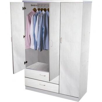 Armario Boreal 3 Puertas + 2 Cajones Blanco 180x90x42 cm