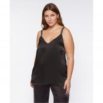 Top de mujer con cuello de pico y tirantes brillantes