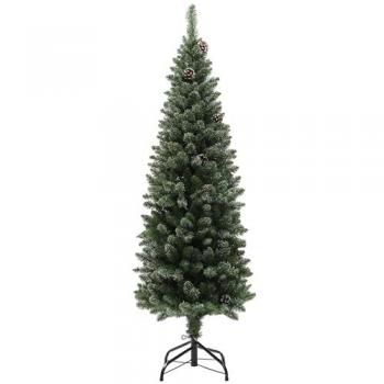 Árbol de Navidad Artificial Verde 150 cm con 395 Ramas, 30 Piñas y Soporte de Metal para Interior