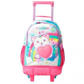 Mochila Ruedas TOTTO Sweety Heart M - Modelo 9JEM, diseño atractivo, capacidad adecuada para escolares, ruedas resistentes para fácil transporte, compartimentos organizadores, materiales duraderos y livianos
