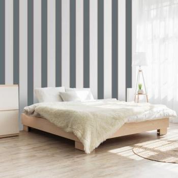 Papel pintado a rayas gris y rosa 52x1000 cm - Hexoa, fabricado en Francia