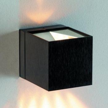 Aplique de pared cúbico Dau negro con iluminación up-down