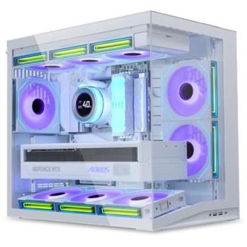 Caja Lian Li O11 Dynamic Mini V2 - Torre Media Compacta ATX Blanca con Diseño de Dos Cámaras y Vidrio Templado