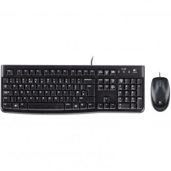 Logitech MK120 Wired Keyboard and Mouse Set, Full-Size USB Plug-and-Play Combo, Compatible with Windows PC and Laptop, QWERTY UK English Layout, Optical Mouse - Black (920-002552)