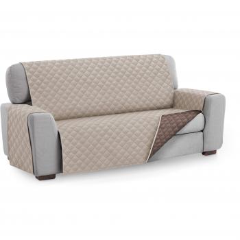 Textilhome - Funda Cubre Sofá Malu, 3 Plazas, Protector para Sofás Acolchado Reversible. Color Beige C/7