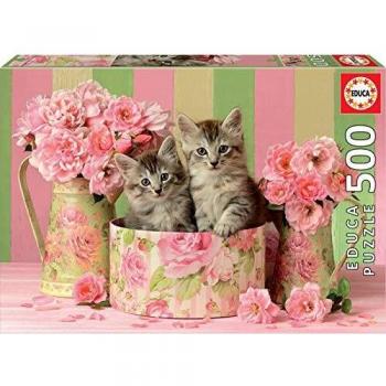 Educa - Gatitos con Rosas Puzzle, 500 Piezas, Multicolor