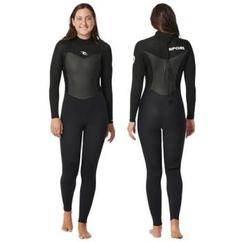 Rip Curl Wms Omega 3/2 mm Steamer Traje de Neopreno para Mujer, color negro, con cremalleras traseras, neopreno elástico y costuras reforzadas, ideal para temperaturas del agua entre 15