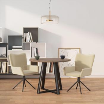 Swivel Dining Chairs Set of 2 Cream Velvet