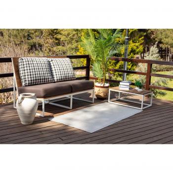 Alfombra Moderna de Exterior Surya 80 x 150 cm Gris y Marfil para Terraza, Balcón y Cocina