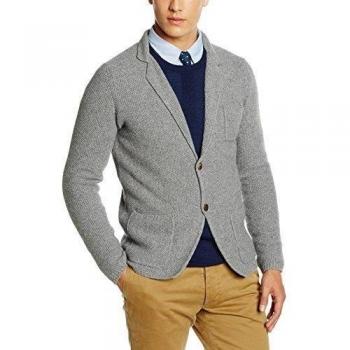 ELGANSO Punto, Blazer para Hombre, Gris, XXL