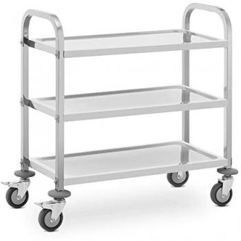 Carro de servicio de acero inoxidable - 3 estantes - 73 x 38 cm - capacidad 81 kg - Royal Catering
