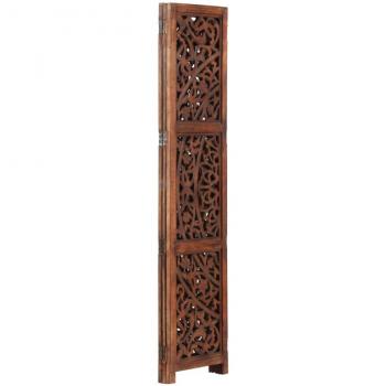 Hand Carved 3-Panel Room Divider Brown 120x165 cm Solid Mango Wood