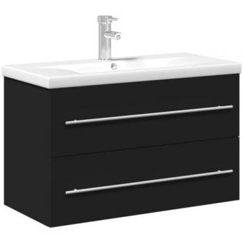 Mueble de baño con lavabo integrado negro, armario flotante para lavamanos, aparador para fregadero, almacenamiento para hogar