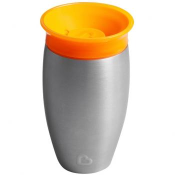 Munchkin Miracle 360°- Vaso antiderrames en acero inoxidable, naranja, 296 ml