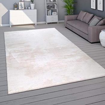 Paco Home Alfombra para la Sala de Estar Unicolor Lavable Suave Pila Corta, tamaño:80x150 cm, Color:Crema