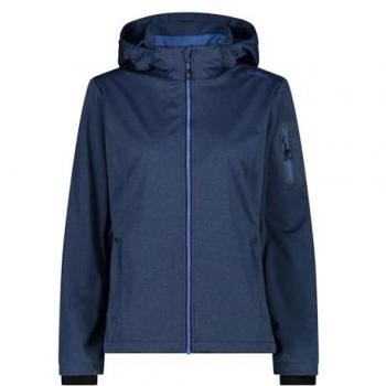 CMP Women's Blue Melange Softshell Jacket with Zip Hood