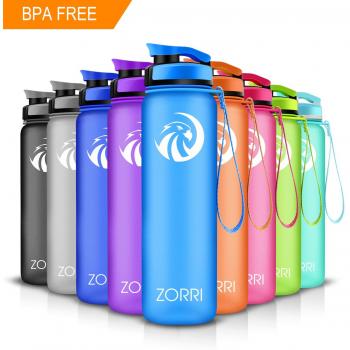 ZORRI Botella de Agua Deportiva- 1l/1.2 Litro/800ml/ 600ml- Tritan Sin BPA & Reutilizable Ecológico Plástico con Filtro para Niños,Apertura con un Solo botón-Cámping,Senderismo,Viajes,Oficina,Colegio