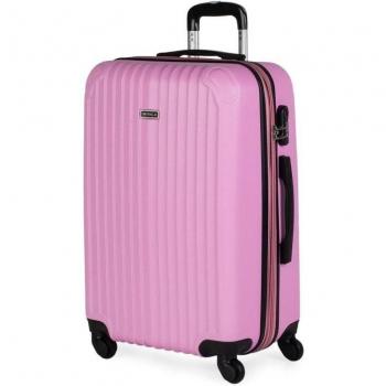 ITACA T71560 Maleta Mediana Rígida 4 Ruedas Material ABS Ligera con Candado de Combinación Rosa 66cm 20Kg