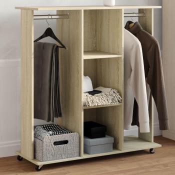 Gabinete con ruedas Sonoma roble 102x38x110 cm madera multicapa